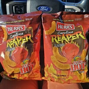 Herr's Carolina Reaper Cheese Curls | Extra Hot & Cheesy Snack, 2 Big Bags Pack